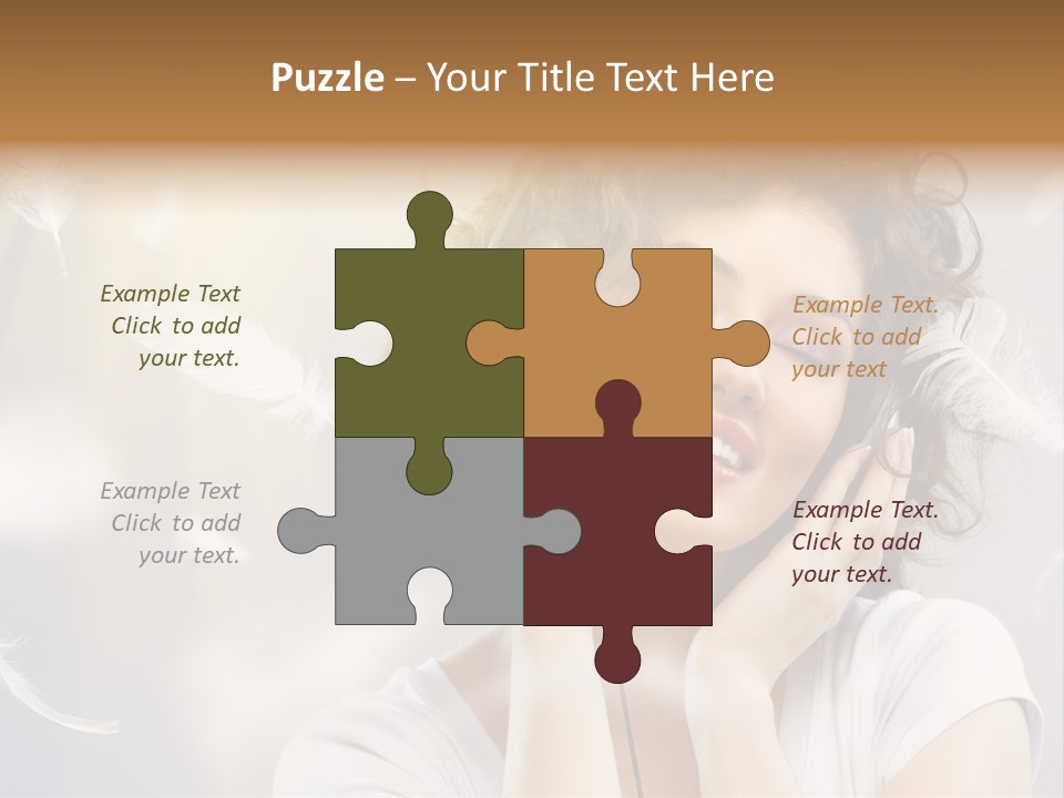 Female Person Headphone PowerPoint Template