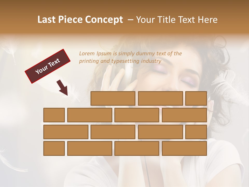 Female Person Headphone PowerPoint Template