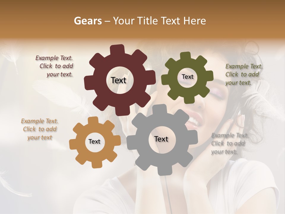 Female Person Headphone PowerPoint Template