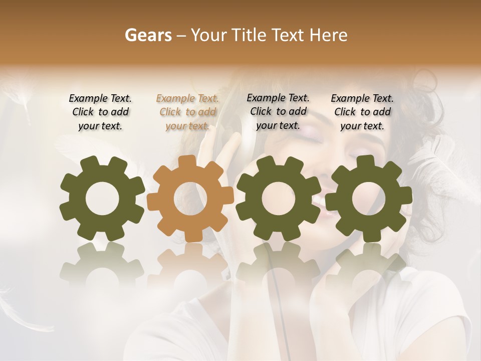 Female Person Headphone PowerPoint Template