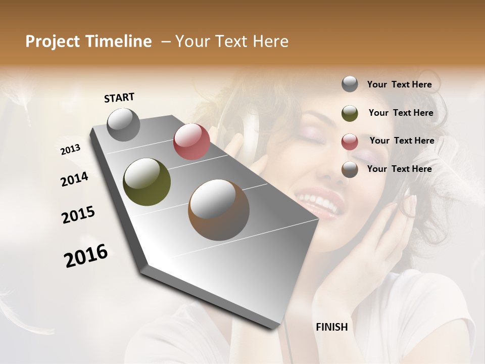 Female Person Headphone PowerPoint Template