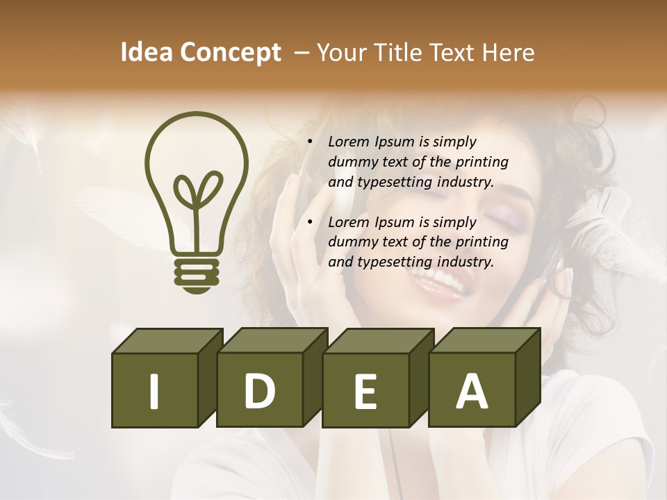 Female Person Headphone PowerPoint Template