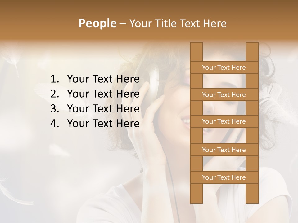 Female Person Headphone PowerPoint Template