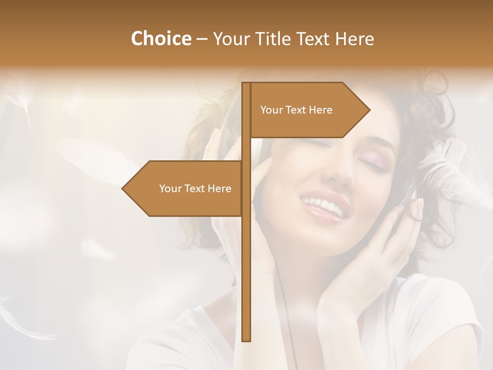 Female Person Headphone PowerPoint Template