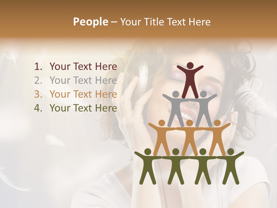 Female Person Headphone PowerPoint Template