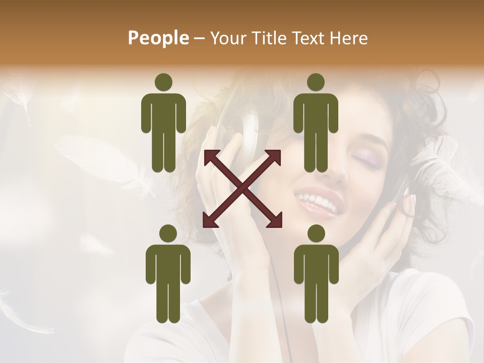 Female Person Headphone PowerPoint Template