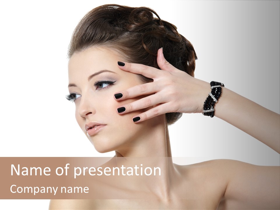 Hand Close Up Brunette PowerPoint Template