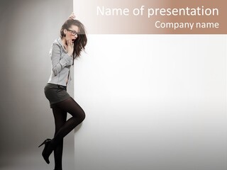 Placard Looking Smiling PowerPoint Template