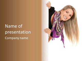 Girl White Holding PowerPoint Template