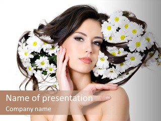 Chamomile Glamour Brown Hair PowerPoint Template