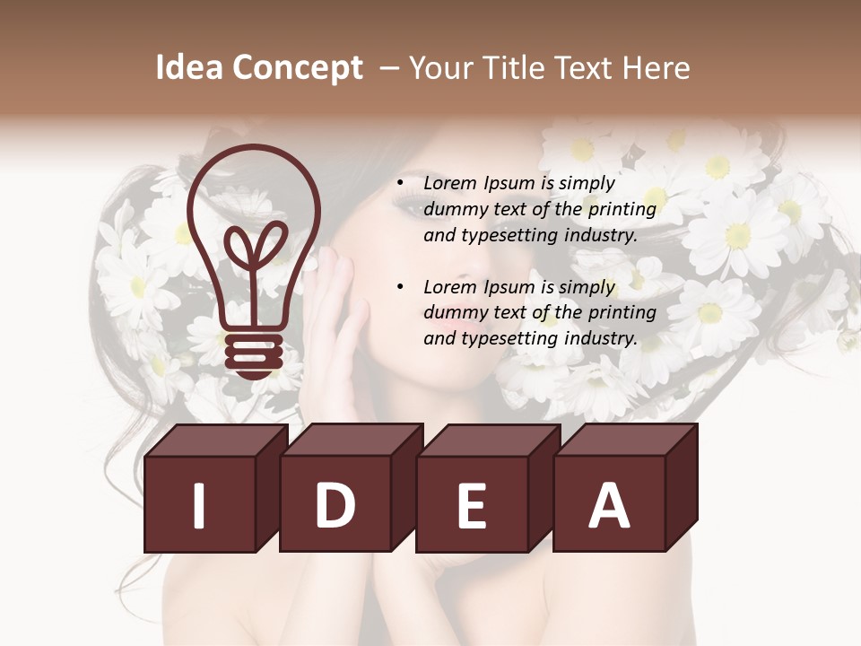 Chamomile Glamour Brown Hair PowerPoint Template