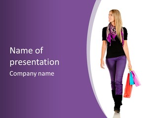 Holding Purchases Person PowerPoint Template