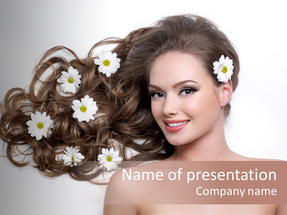 Gorgeous Brunette Chamomile PowerPoint Template