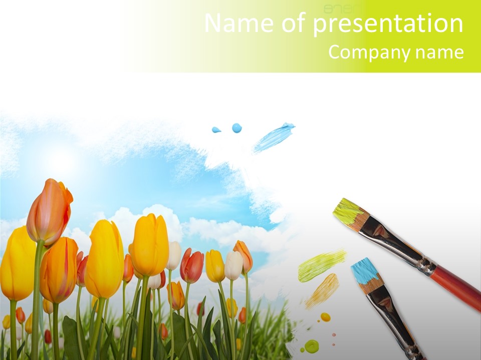 Red Flower Yellow PowerPoint Template