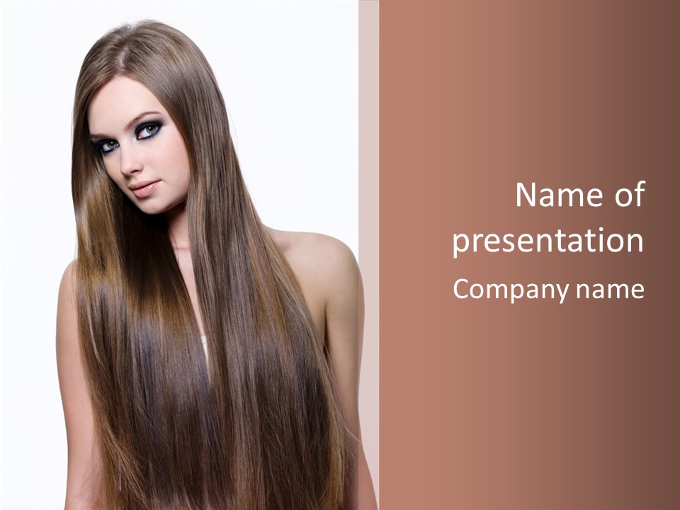 Vertical Gorgeous Long Hair PowerPoint Template