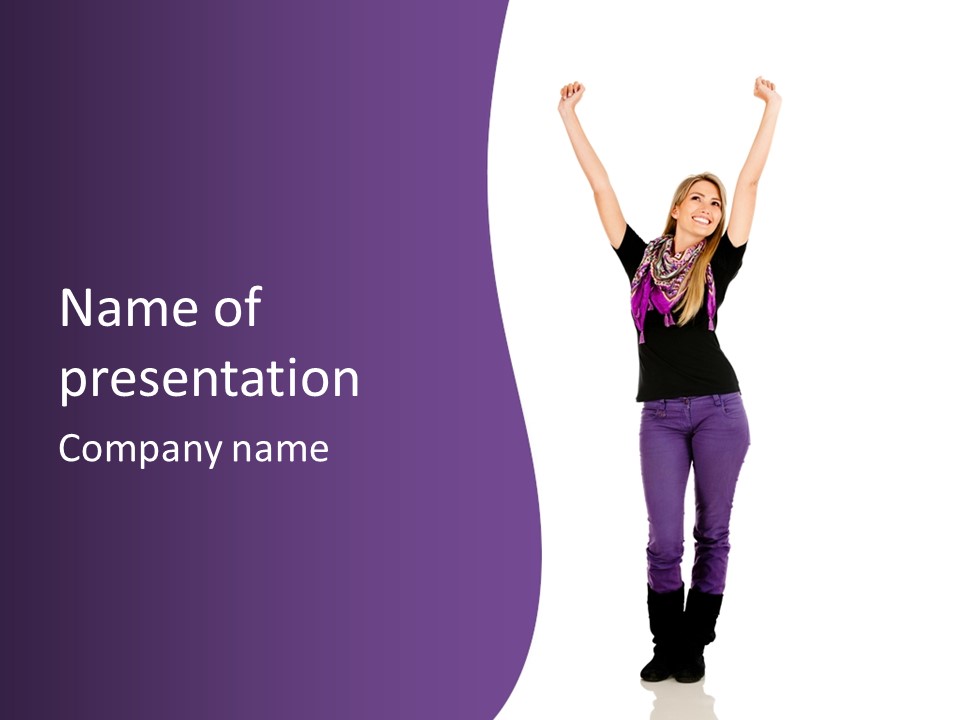 Fullbody Outstretched Excited PowerPoint Template