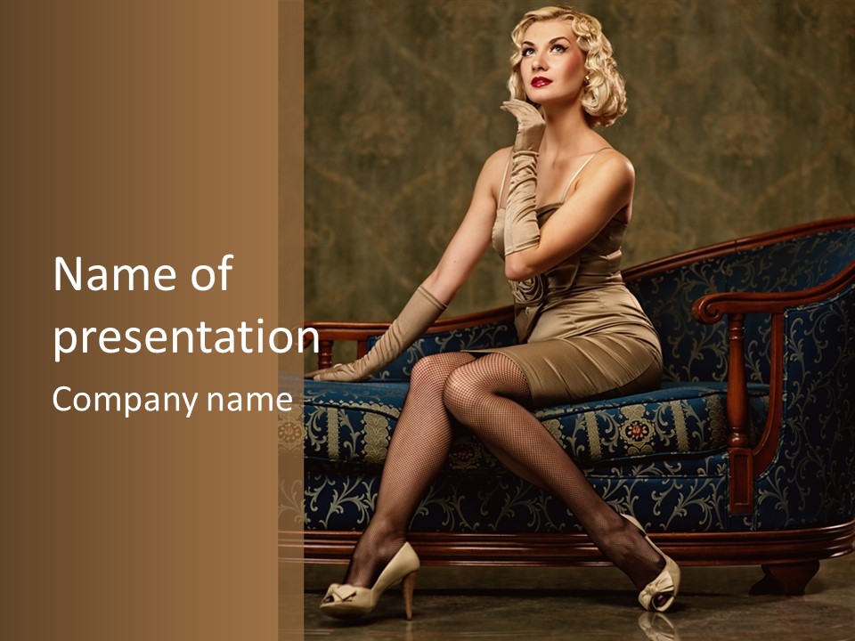 Fascinating Golden Portrait PowerPoint Template