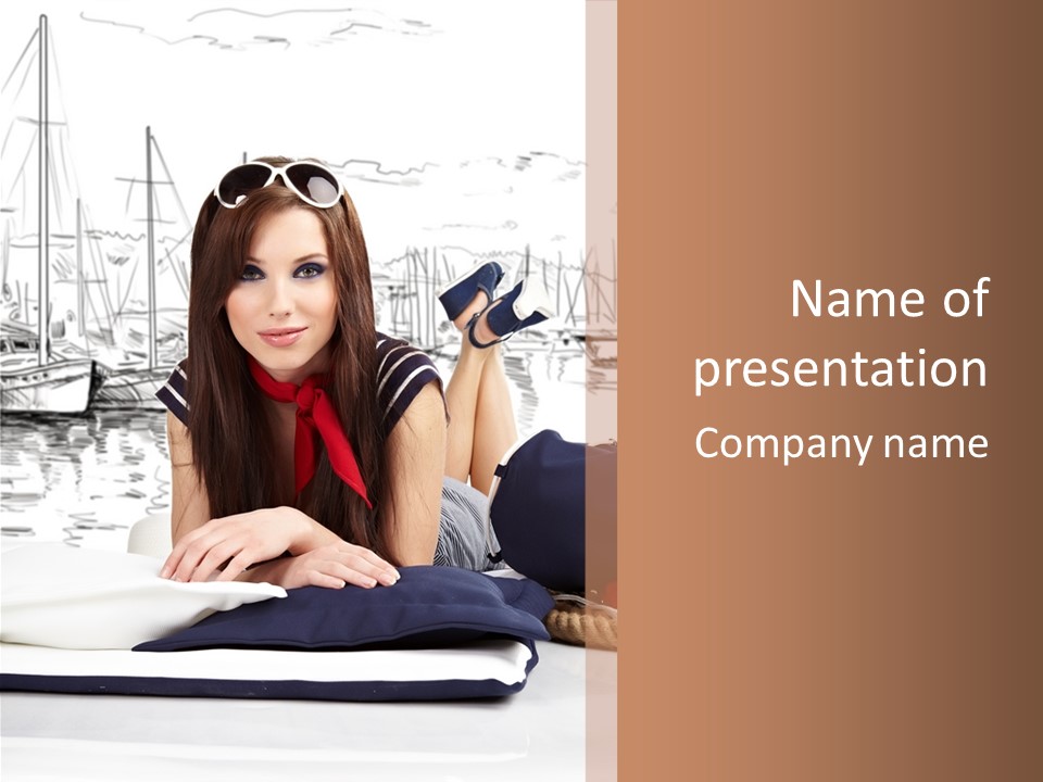 Natural Pose European PowerPoint Template