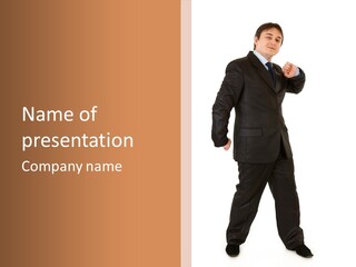 Modern Businessman Elegant Full Length Portrait PowerPoint Template