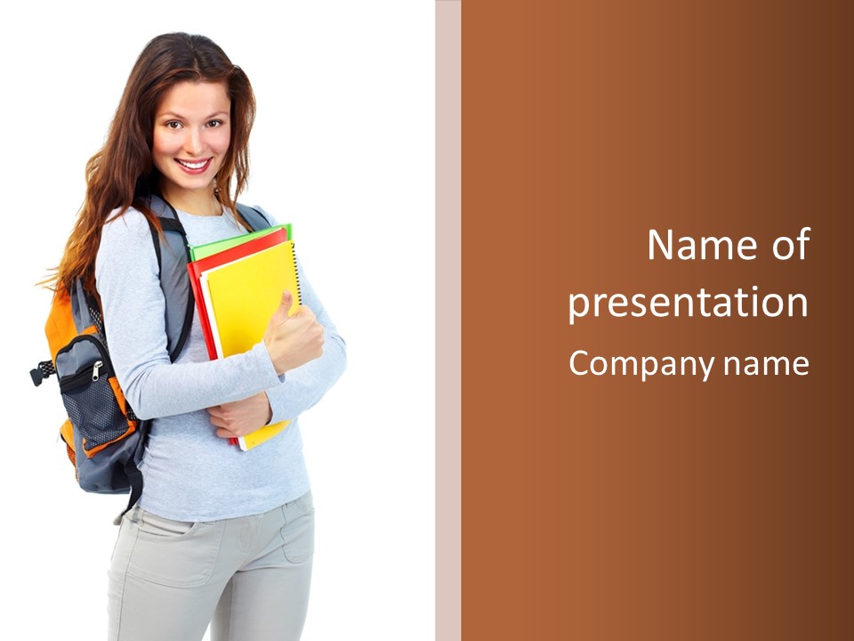 Teenager College Lady PowerPoint Template