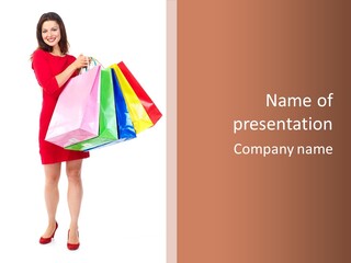 Smiling Purchaser Red PowerPoint Template