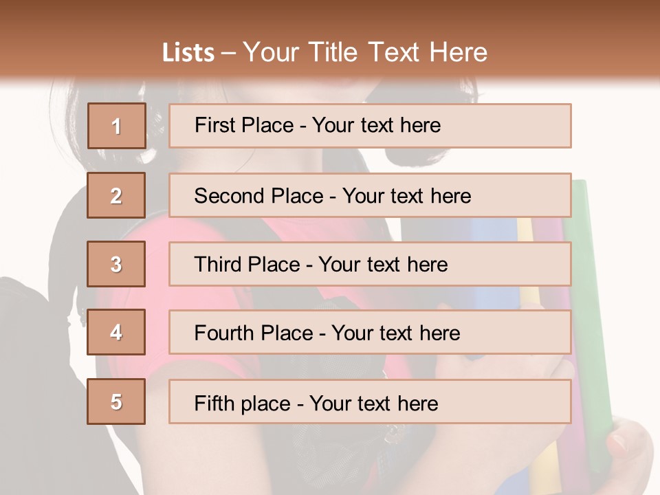 Backpack Female Kid PowerPoint Template