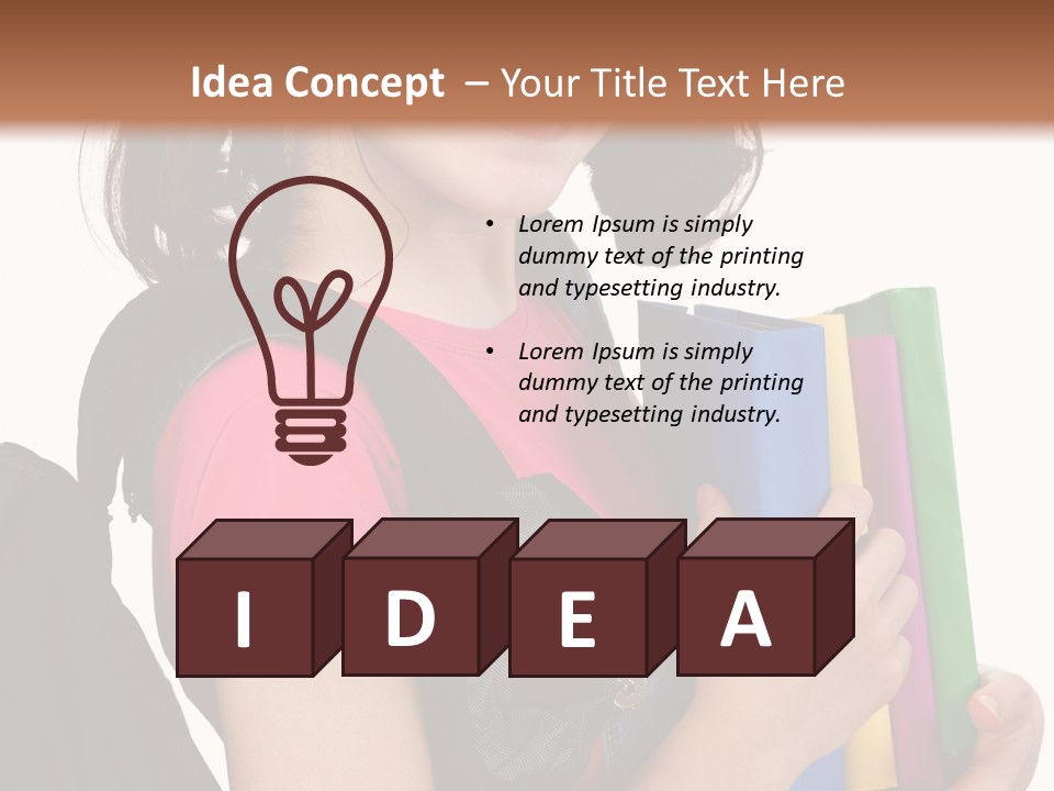 Backpack Female Kid PowerPoint Template