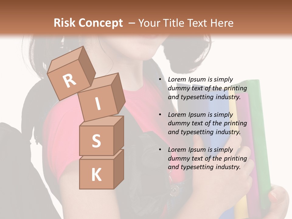 Backpack Female Kid PowerPoint Template