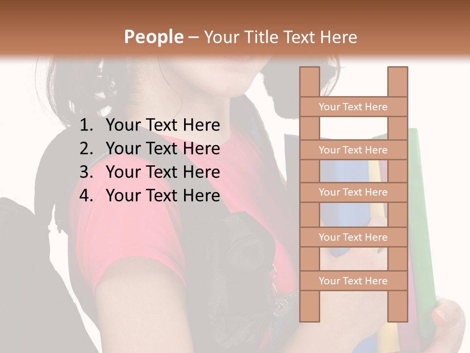 Backpack Female Kid PowerPoint Template