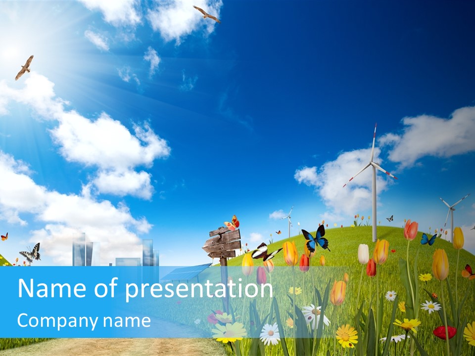 Cloud Camomile Photovoltaic PowerPoint Template