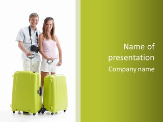 Two Green Female PowerPoint Template