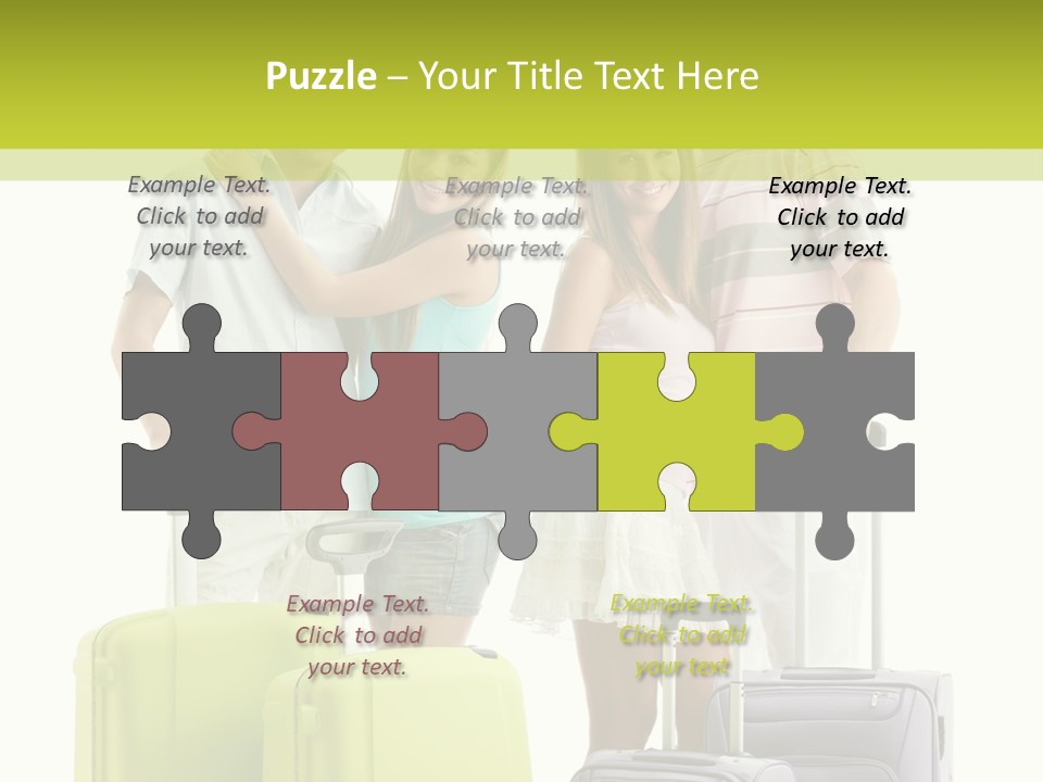 Bag Smiling Tourist PowerPoint Template