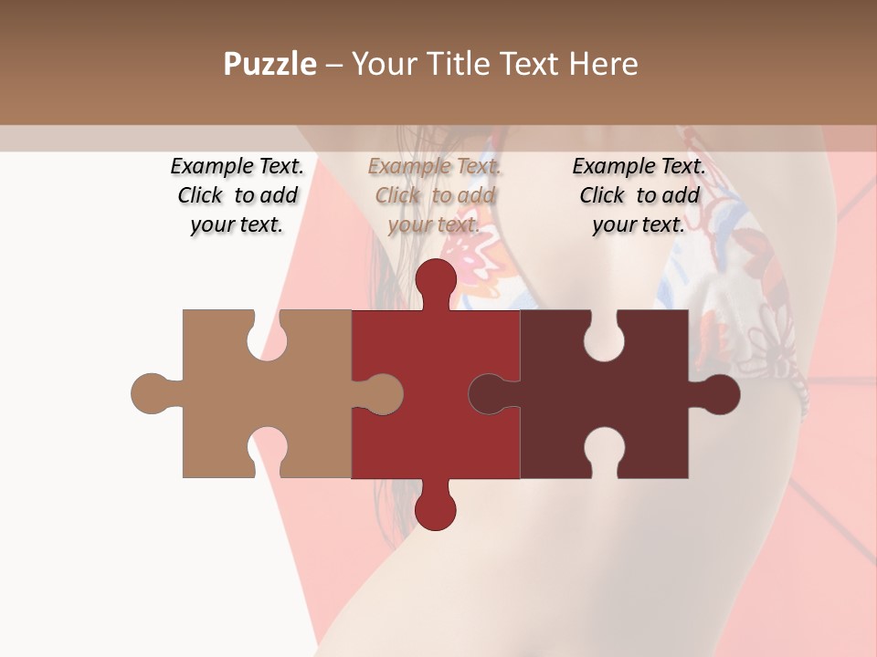 Isolated Looking Brunette PowerPoint Template