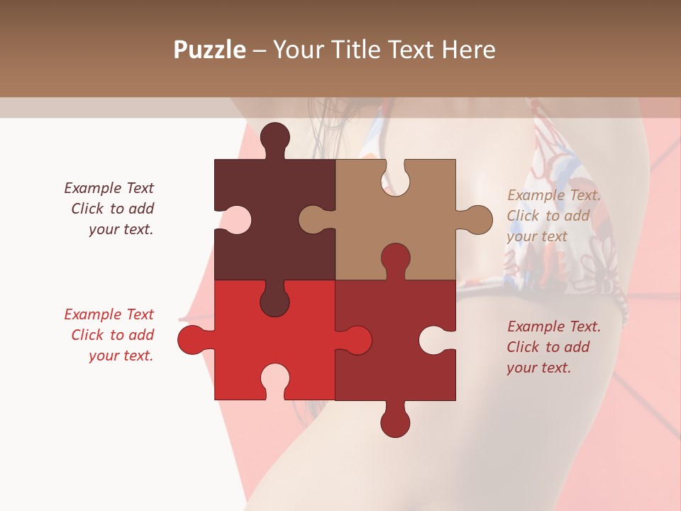 Isolated Looking Brunette PowerPoint Template