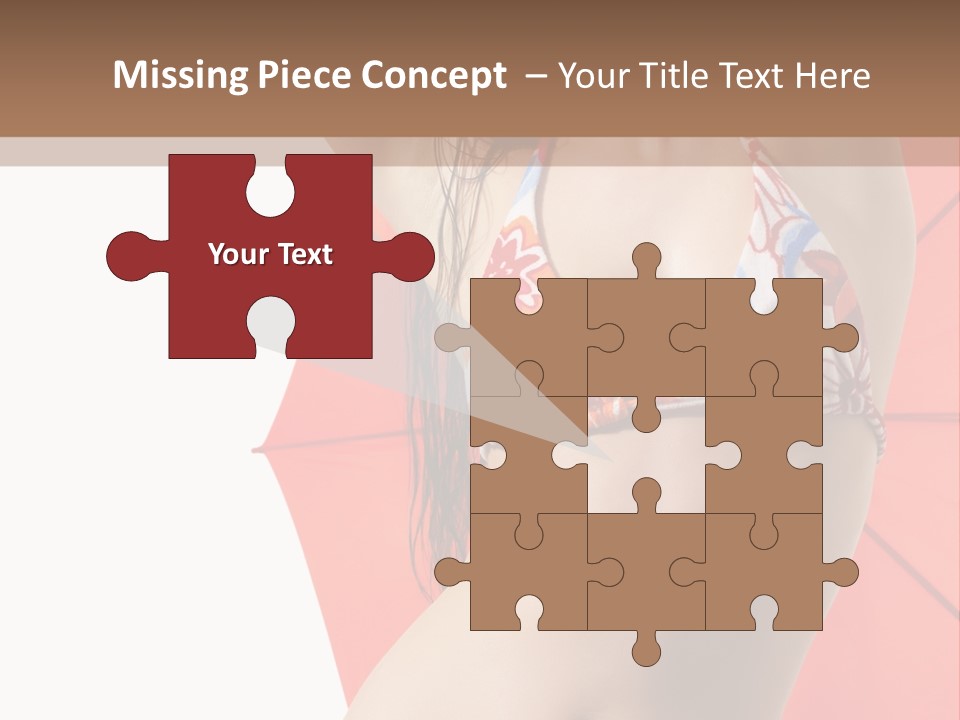 Isolated Looking Brunette PowerPoint Template