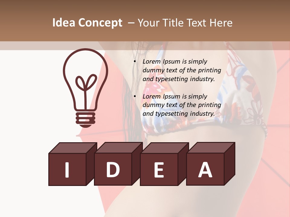 Isolated Looking Brunette PowerPoint Template