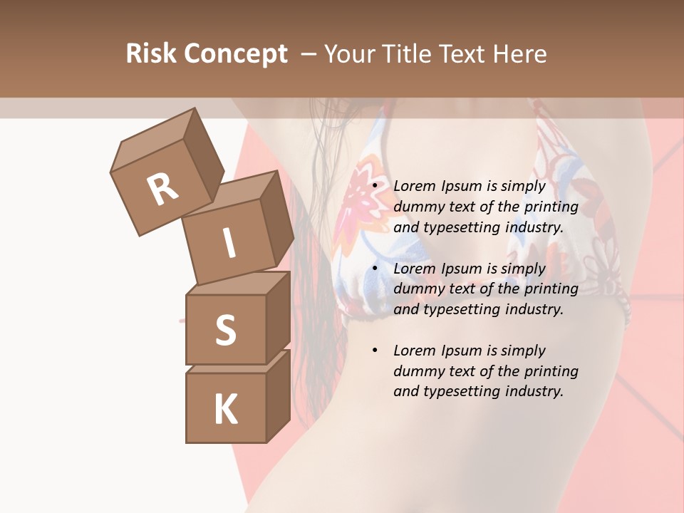 Isolated Looking Brunette PowerPoint Template