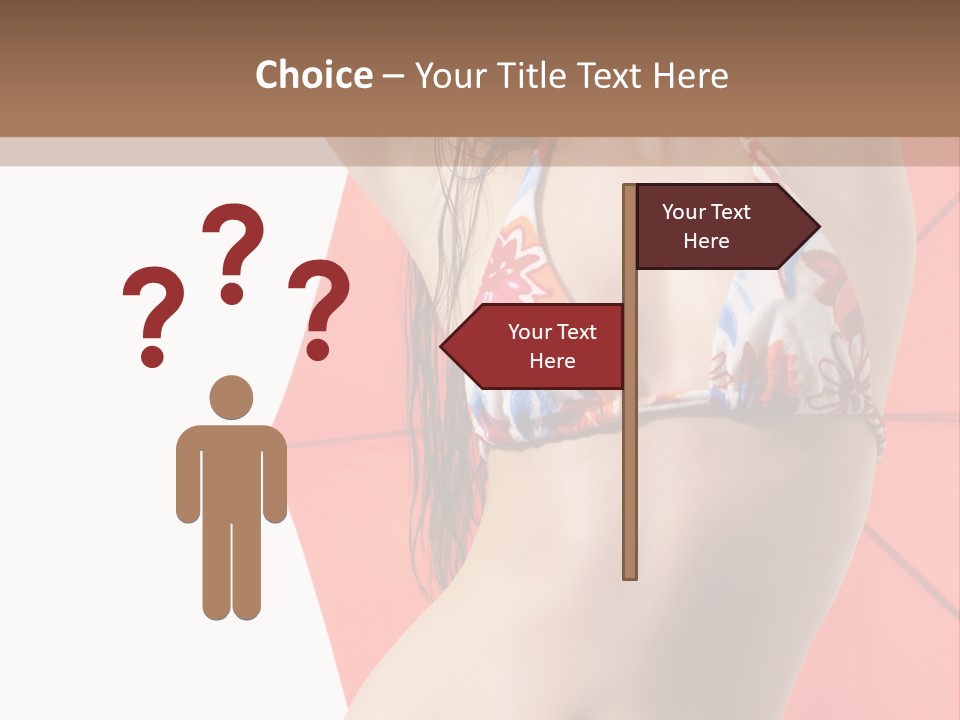 Isolated Looking Brunette PowerPoint Template