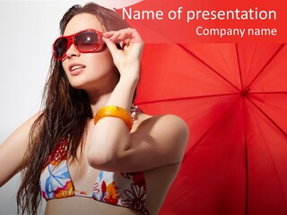 Umbrella Looking Person PowerPoint Template