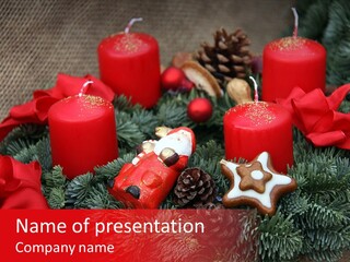 Christmastide Kindle Decoration PowerPoint Template