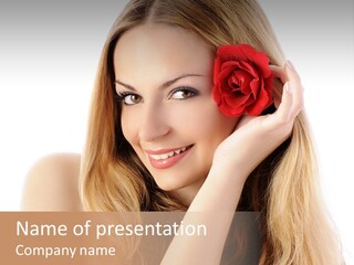 Flower Female Hair PowerPoint Template