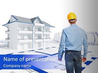 Stading Helmet Worker PowerPoint Template