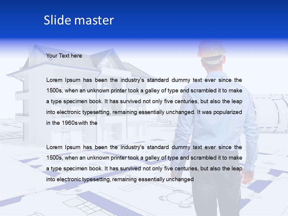 Stading Helmet Worker PowerPoint Template