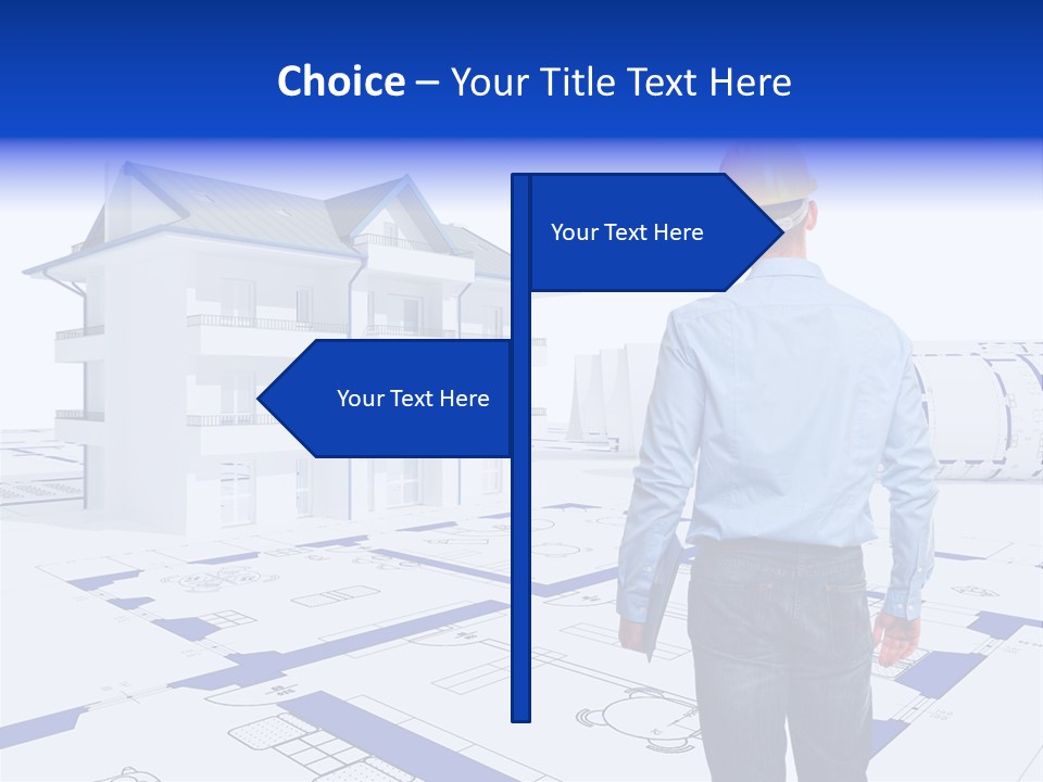 Stading Helmet Worker PowerPoint Template