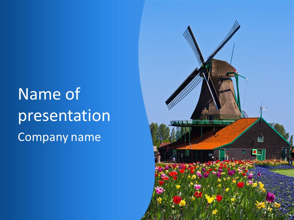 Tourism Kinderdijk Holland PowerPoint Template