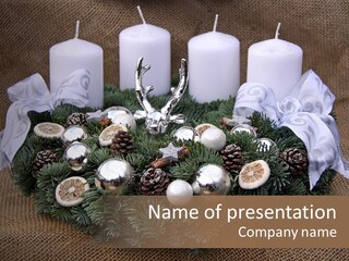 Fir Cone Reflective Christmas PowerPoint Template