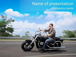 Biking Caucasian Rider PowerPoint Template