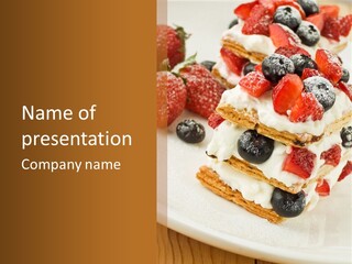 Blueberry Gourmet Whipped Cream PowerPoint Template