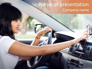 Wheel Use Woman PowerPoint Template