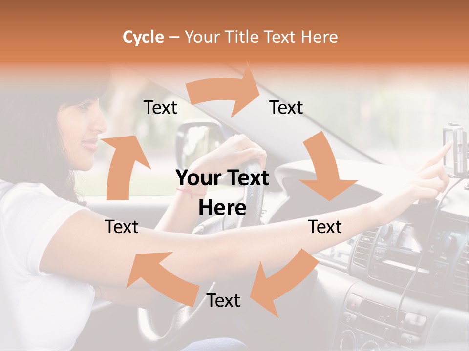 Wheel Use Woman PowerPoint Template